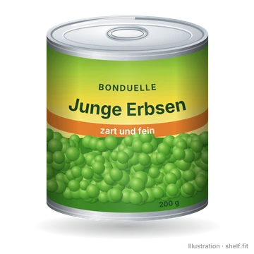 Illustration: Dose Bonduelle Junge Erbsen, 200-g-Dose