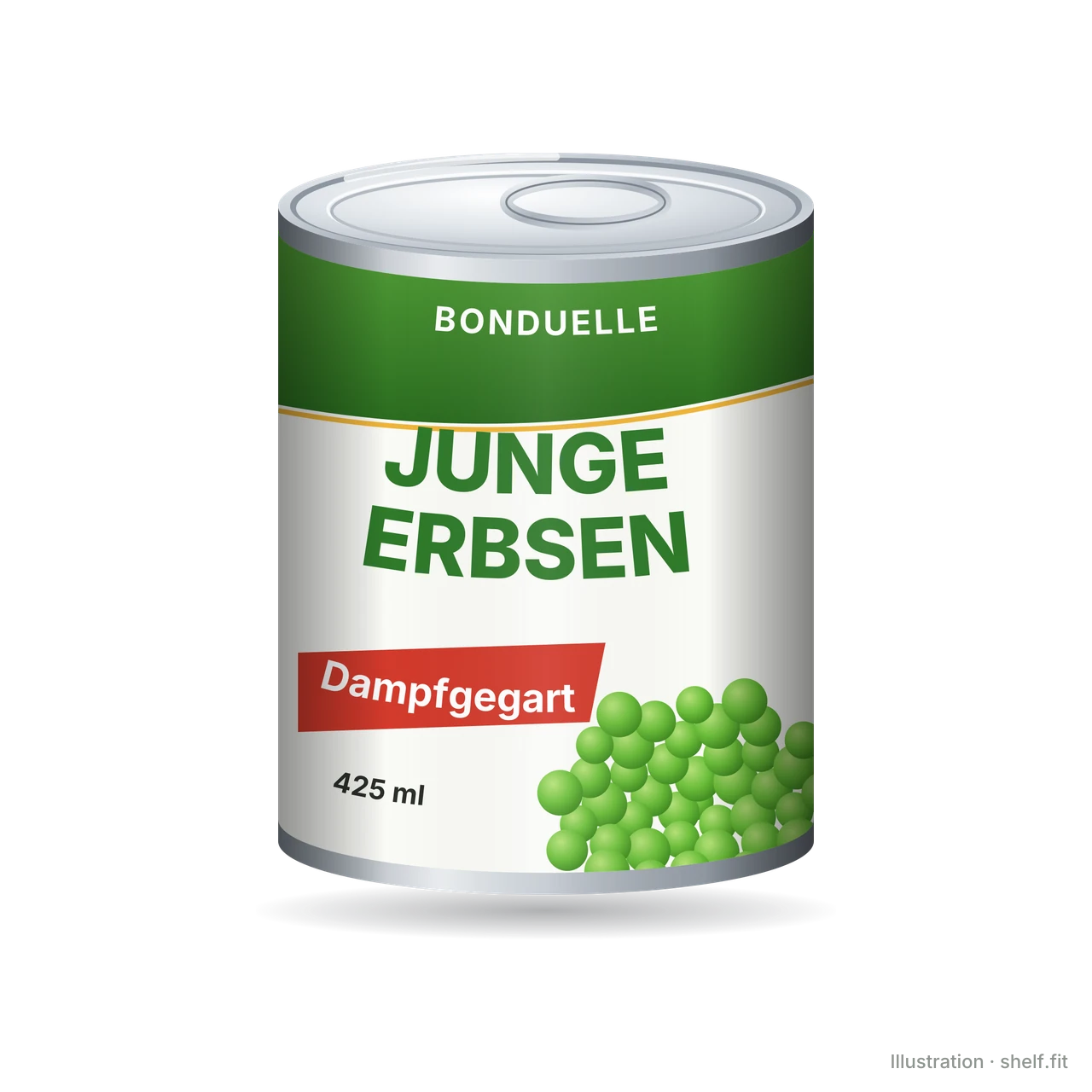 Illustration: Dose Bonduelle Junge Erbsen dampfgegart, 425 ml