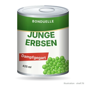 Illustration: Dose Bonduelle Junge Erbsen dampfgegart, 425 ml