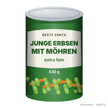 Illustration: Dose Beste Ernte Junge Erbsen mit Möhren extra fein, 530 g