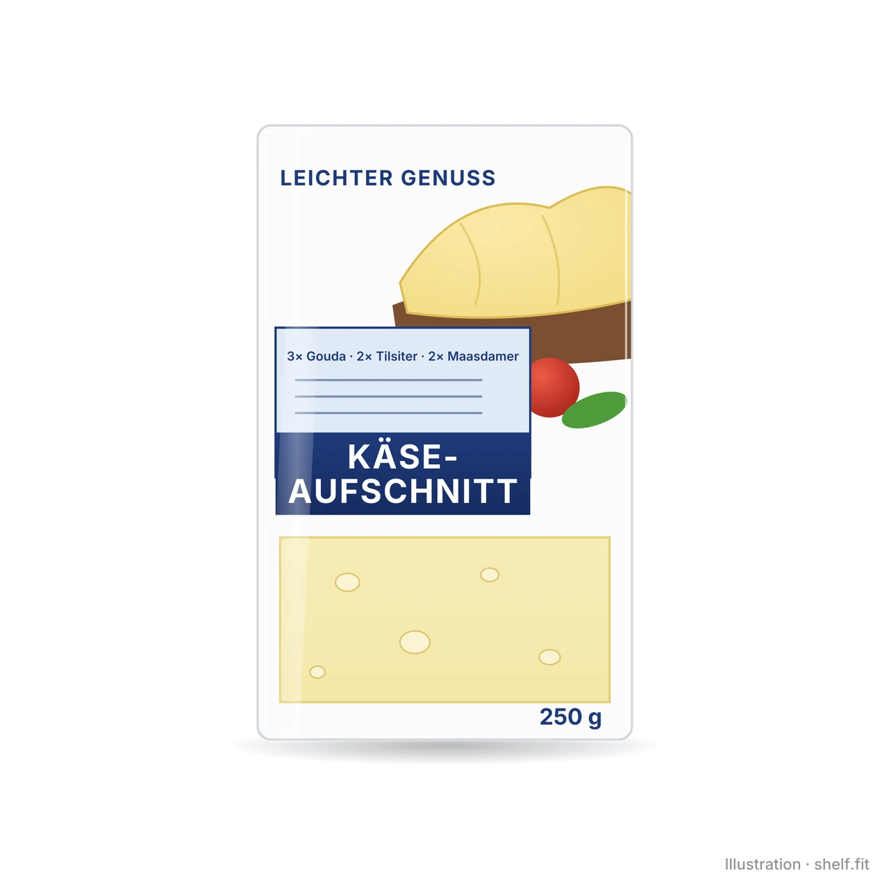 Illustration: Packung Leichter Genuss Käse-Aufschnitt, 250 g