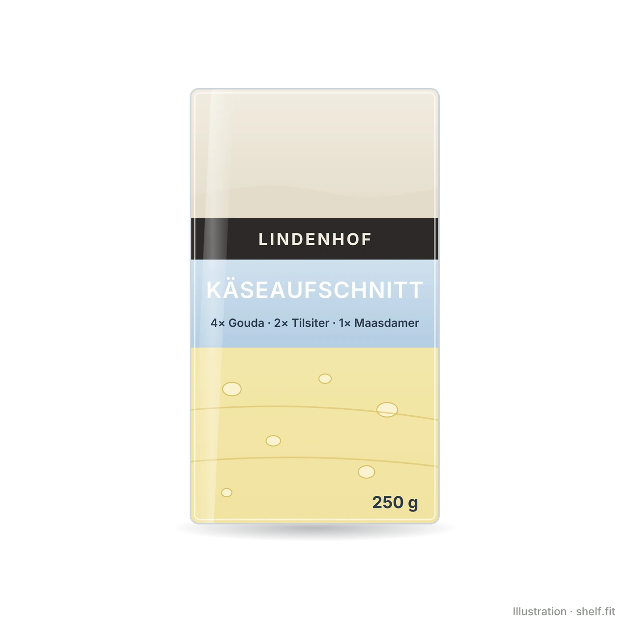 Illustration: Packung Lindenhof Käseaufschnitt Leichter Genuss, 250 g
