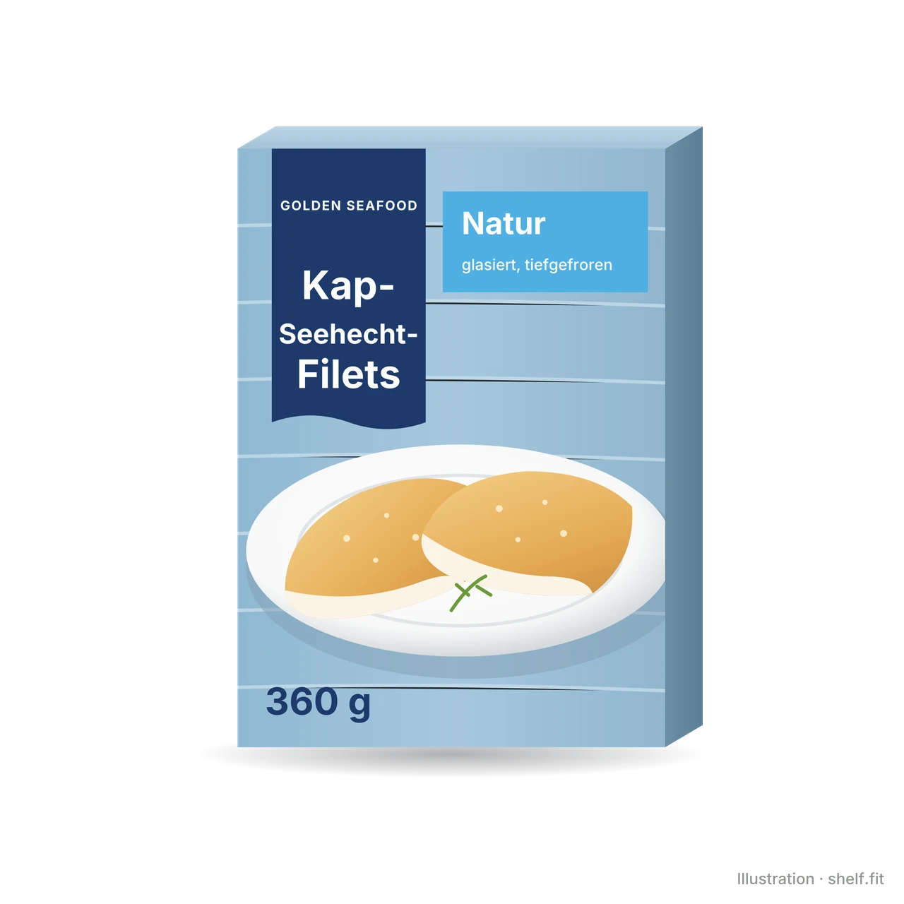 Illustration: Packung Golden Seafood Kap-Seehecht-Filets Natur, 360 g