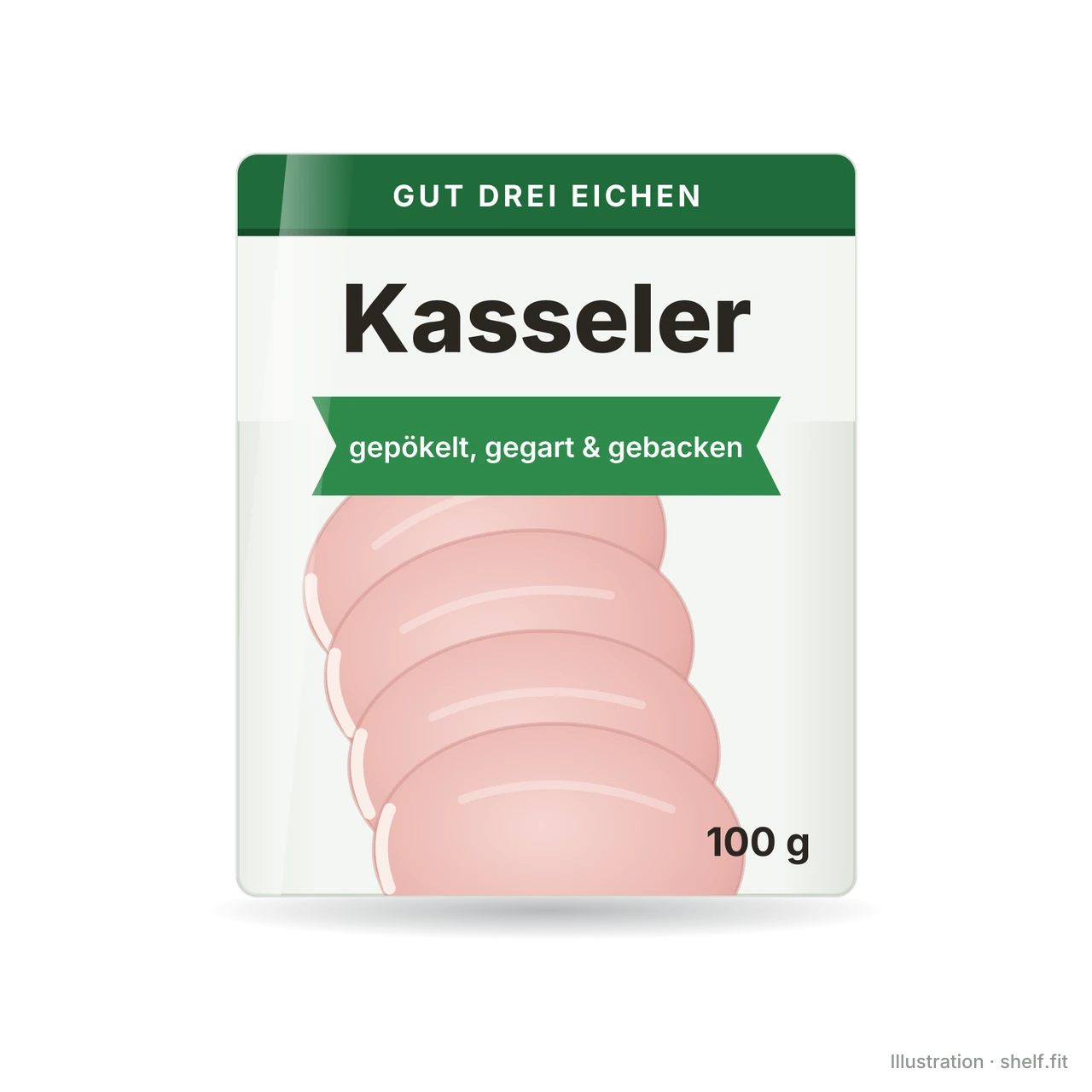 Illustration: Packung Gut Drei Eichen Kasseler, 100 g