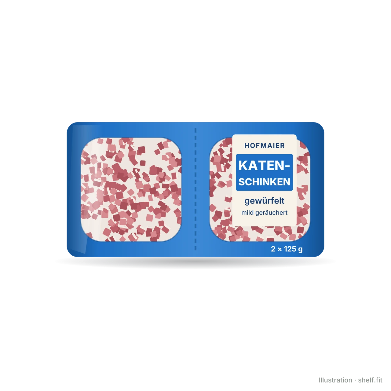 Illustration: Doppelpackung Hofmaier Katenschinken gewürfelt, 2 × 125 g