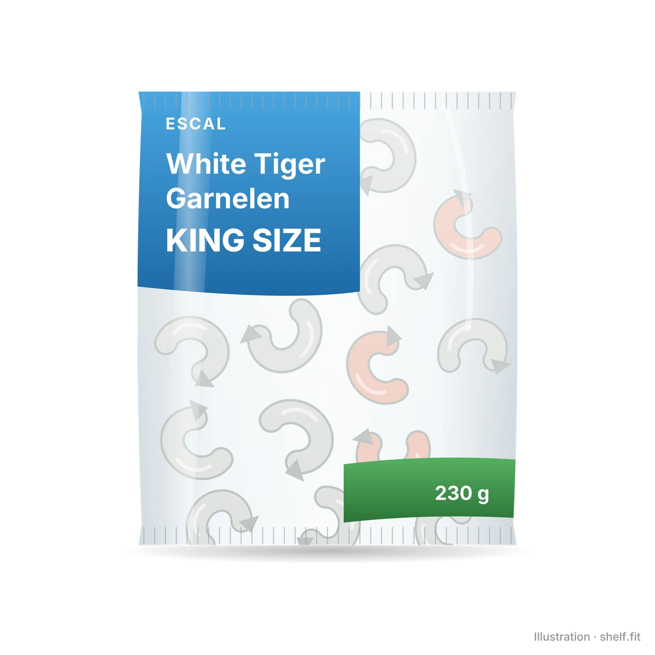 Illustration: Beutel Escal White Tiger Garnelen King Size, 230 g