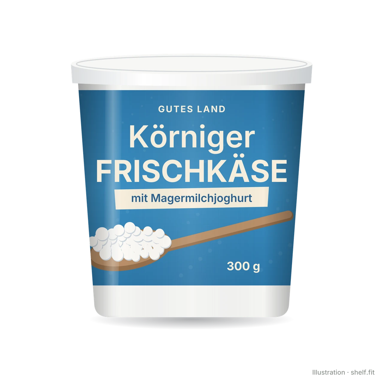 Illustration: Becher Gutes Land Körniger Frischkäse, 300-g-Becher