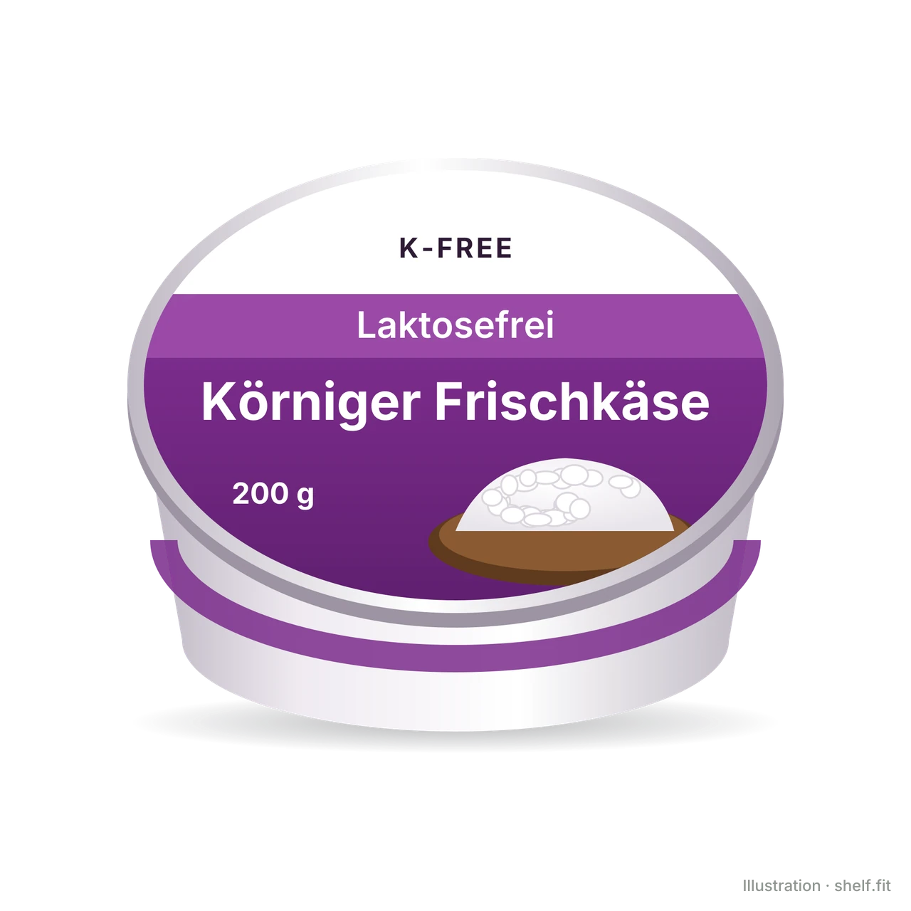 Illustration: Becher K-free Körniger Frischkäse laktosefrei, 200 g