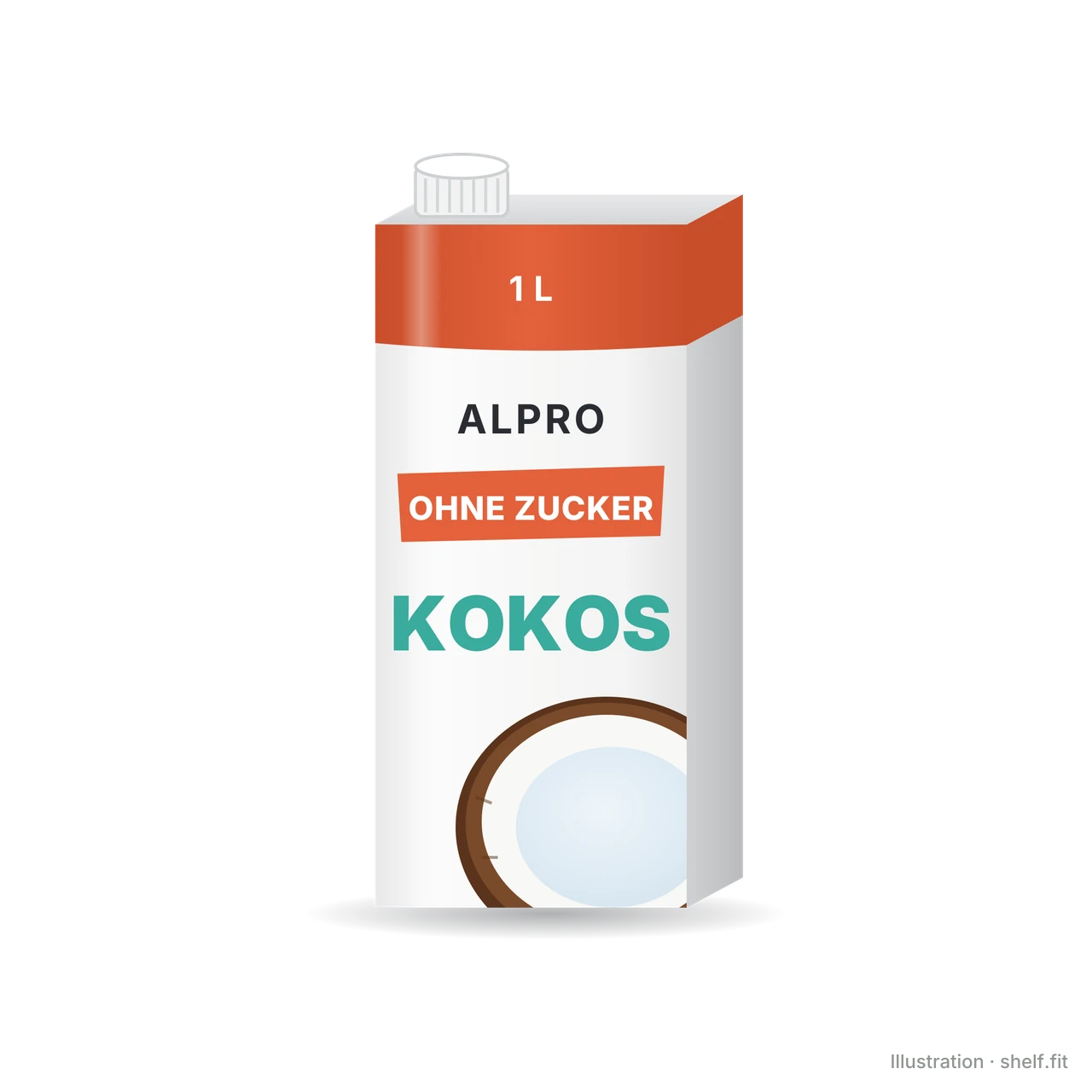 Illustration: Packung Alpro Kokosnuss-Drink Ohne Zucker, 1 l