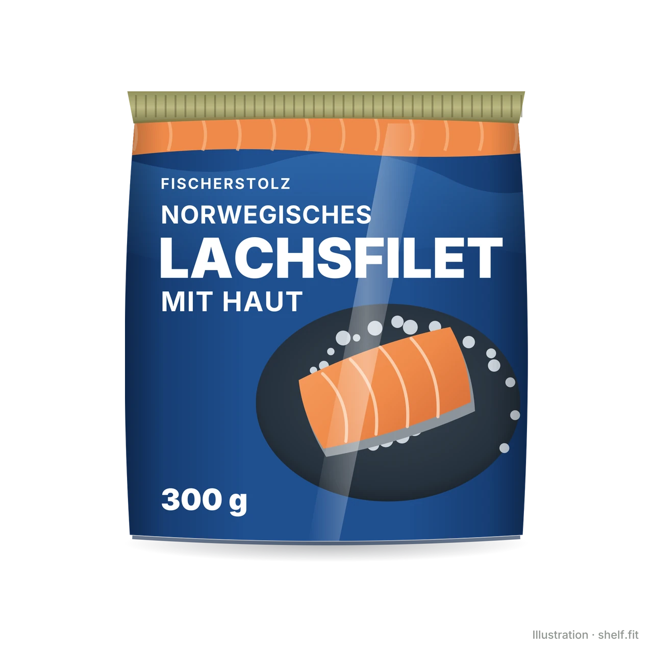 Illustration: Fischerstolz Lachsfilet mit Haut, 300-g-Packung