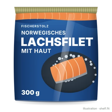Illustration: Fischerstolz Lachsfilet mit Haut, 300-g-Packung