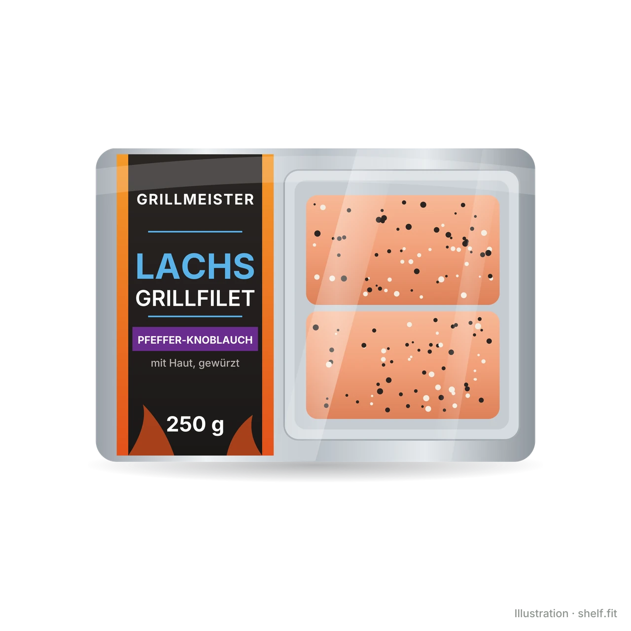 Illustration: Grillmeister Lachsgrillfilet Pfeffer & Knoblauch, 250-g-Packung