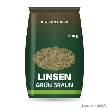 Illustration: Beutel bio Zentrale Linsen grün-braun, 500 g