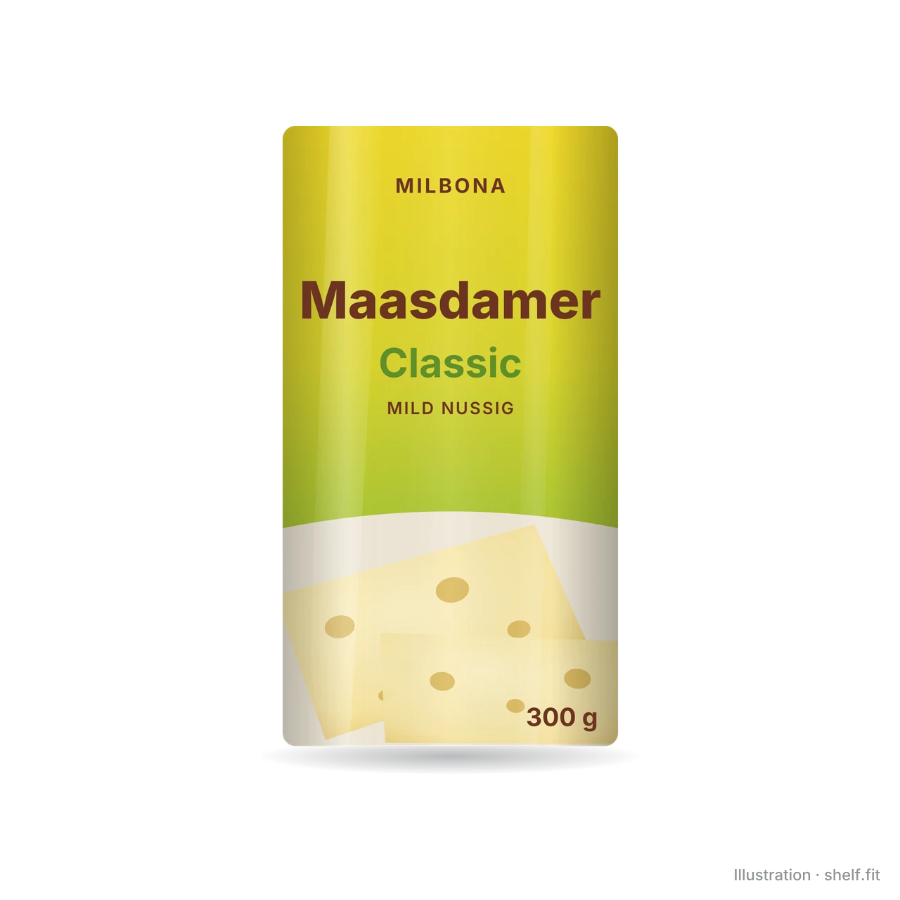 Illustration: Packung Milbona Maasdamer Classic in Scheiben, 300 g