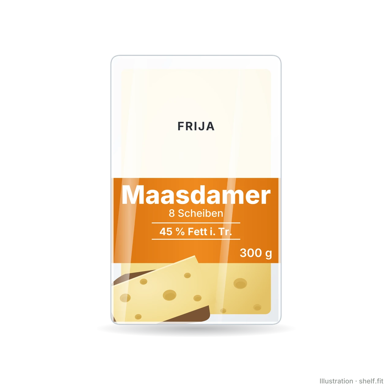 Illustration: Packung frija Maasdamer, 300-g-Packung