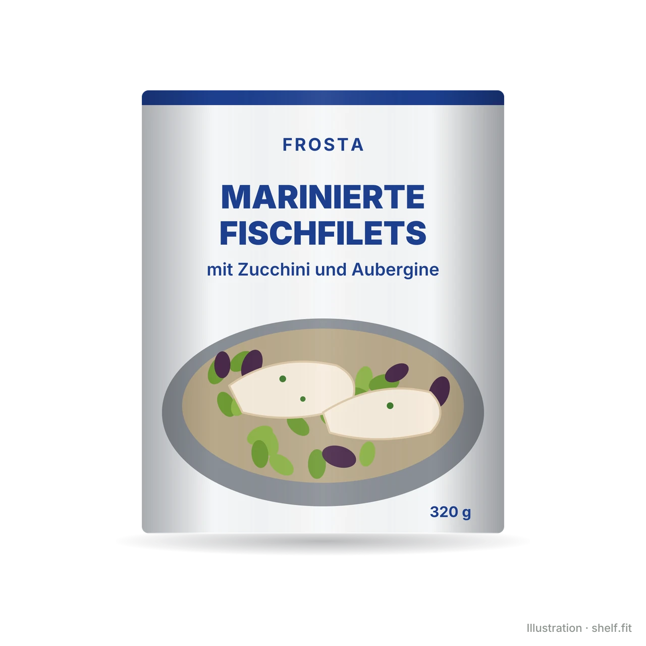 Illustration: Marinierte Fischfilets mit Zucchini und Aubergine