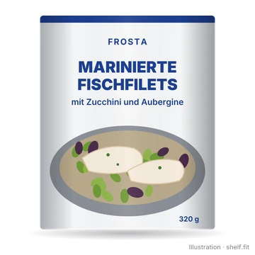 Illustration: Marinierte Fischfilets mit Zucchini und Aubergine