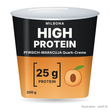 Illustration: Becher Milbona High Protein Pfirsich-Maracuja Quark-Creme, 200 g