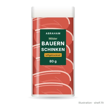 Illustration: Vakuumpackung Abraham Milder Bauernschinken luftgetrocknet, 80 g