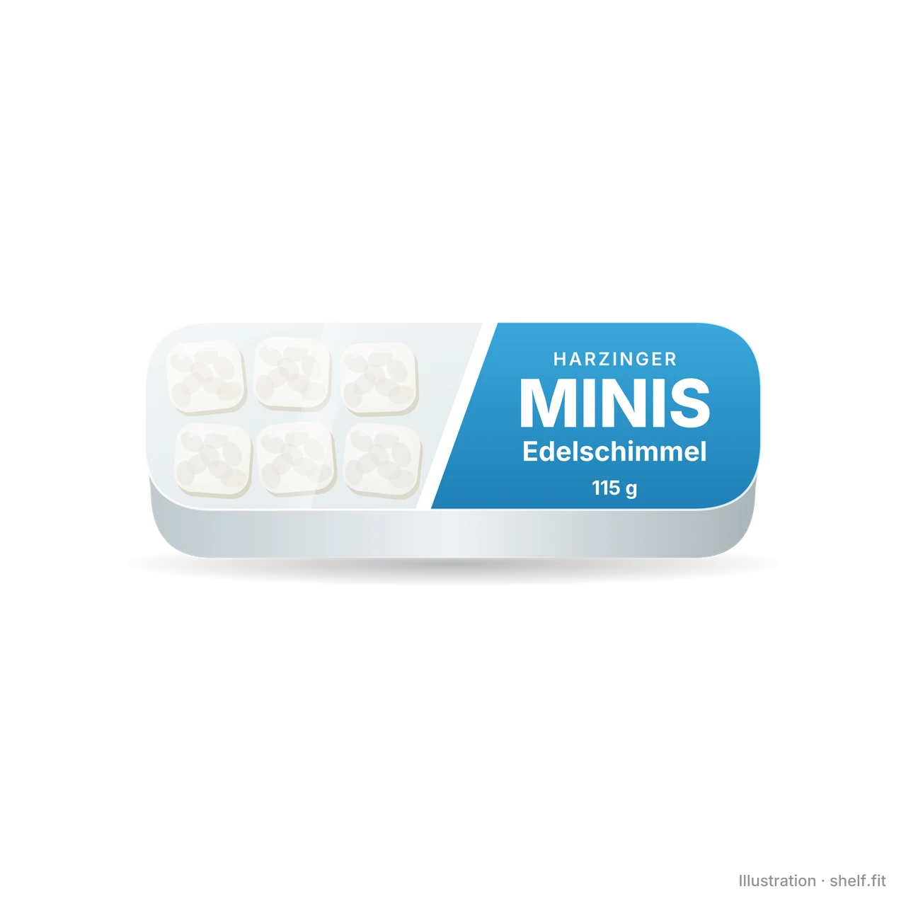 Illustration: Packung Harzinger Minis mit Edelschimmel, 115 g