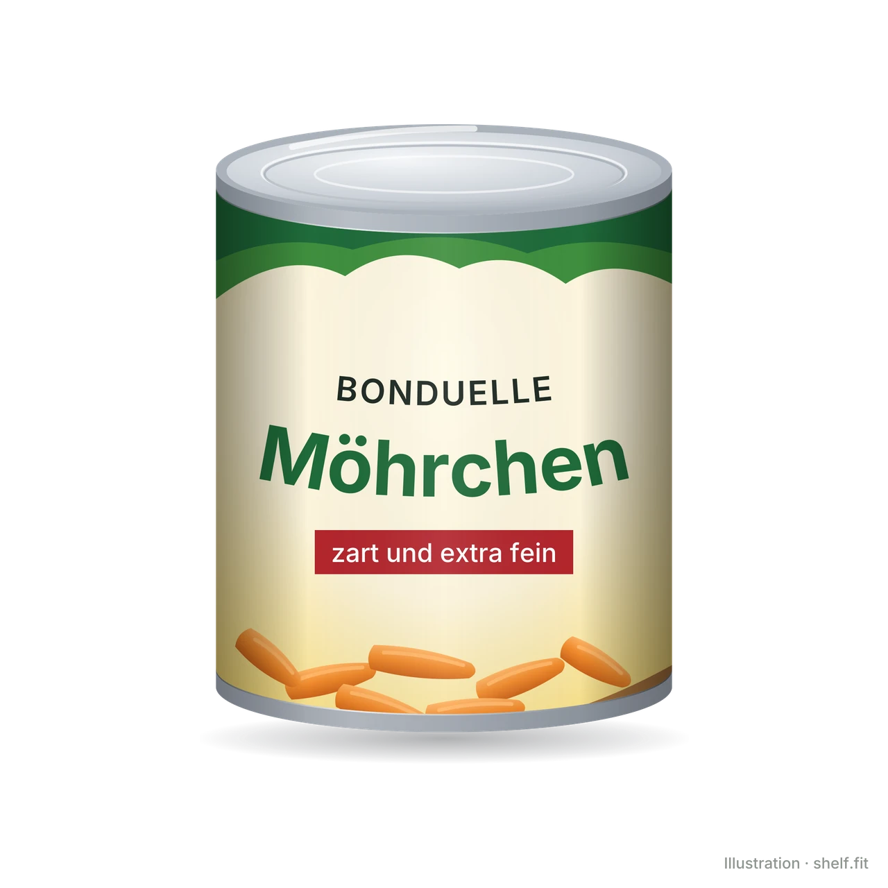 Illustration: Dose Bonduelle Möhrchen zart und extra fein, 400 g