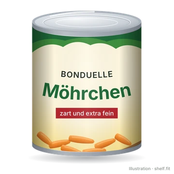 Illustration: Dose Bonduelle Möhrchen zart und extra fein, 400 g