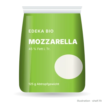Illustration: Mozzarella 45 % Fett i. Tr.