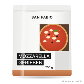 Illustration: Beutel San Fabio Mozzarella gerieben, 200-g-Beutel