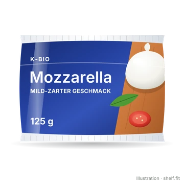 Illustration: Packung K-Bio Mozzarella, 200-g-Packung