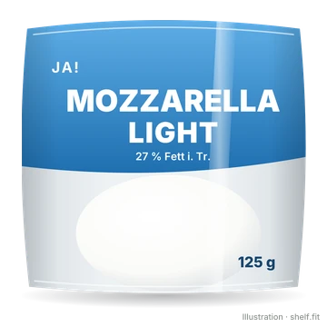 Illustration: Beutel ja! Mozzarella Light, 125 g