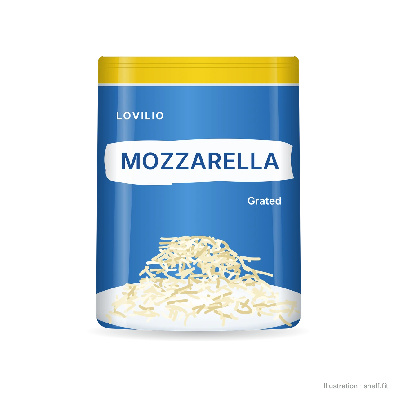Illustration: Beutel Lovilio Mozzarella Mischung gerieben