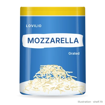Illustration: Beutel Lovilio Mozzarella Mischung gerieben