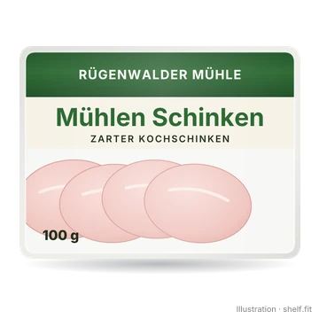 Illustration: Packung Rügenwalder Mühle Mühlen Schinken, 100 g
