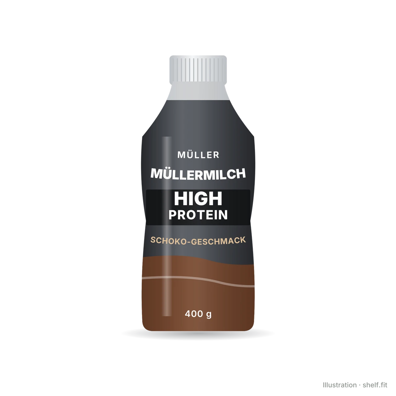 Illustration: Müllermilch High Protein Schoko-Geschmack