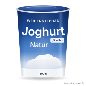 Illustration: Becher Weihenstephan Naturjoghurt mild 1,5 % Fett, 500 g