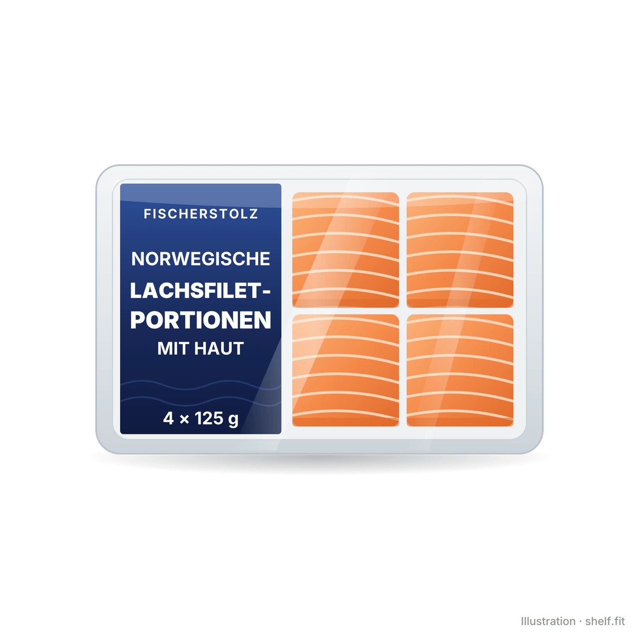 Illustration: Fischerstolz Norwegische Lachsfilet-Portionen mit Haut, 500-g-Packung