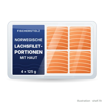 Illustration: Fischerstolz Norwegische Lachsfilet-Portionen mit Haut, 500-g-Packung