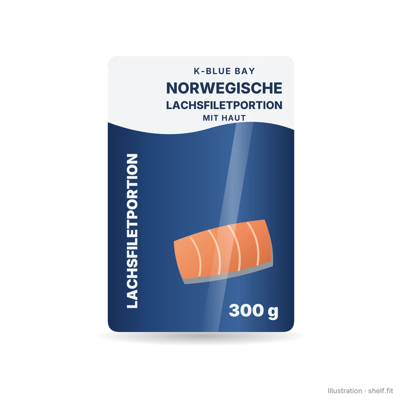 Illustration: Packung K-Blue Bay Norwegische Lachsfiletportion mit Haut, 300 g