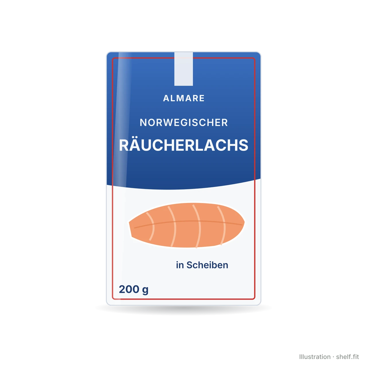 Illustration: Packung Almare Norwegischer Räucherlachs in Scheiben, 200 g