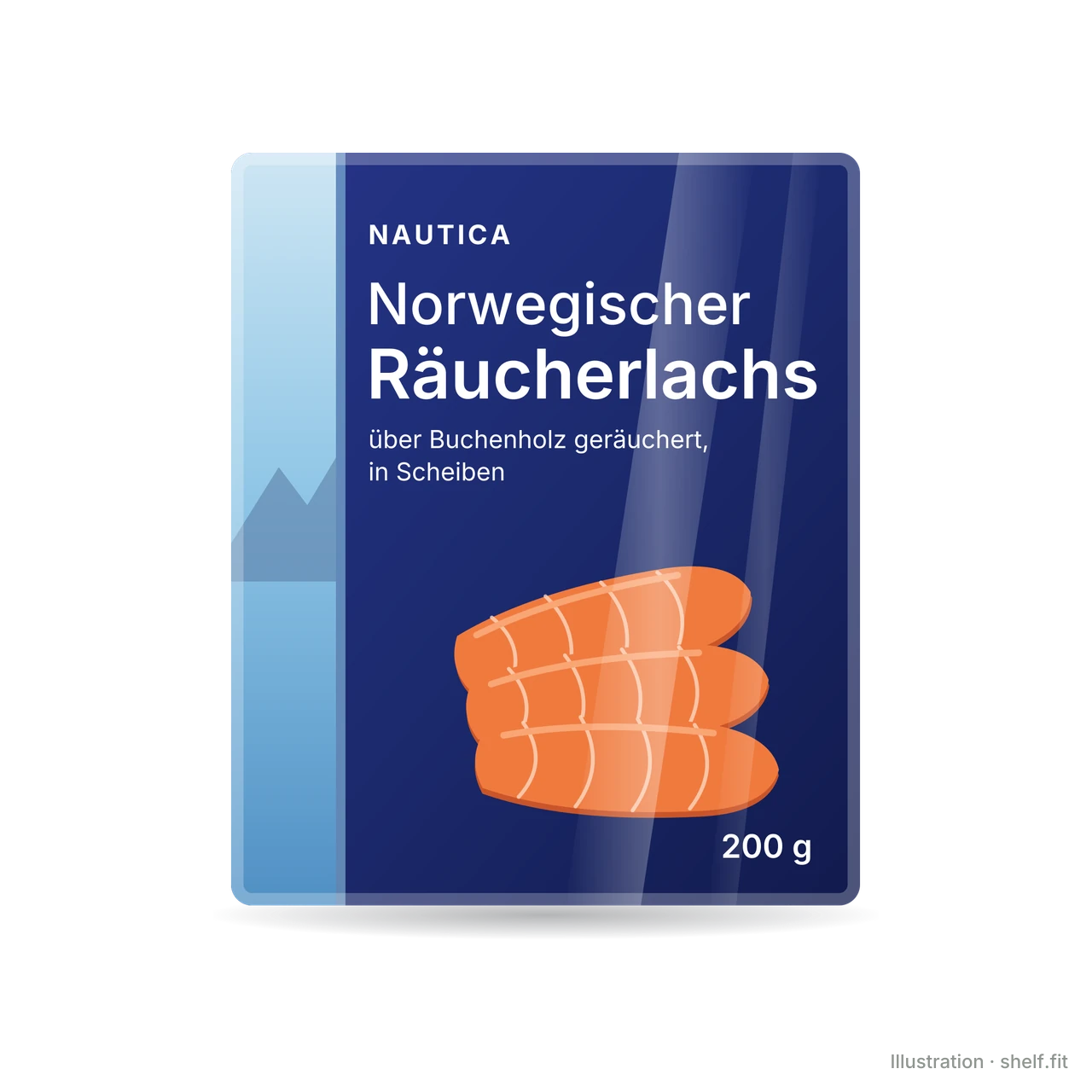 Illustration: nautica Norwegischer Räucherlachs in Scheiben, 200-g-Packung