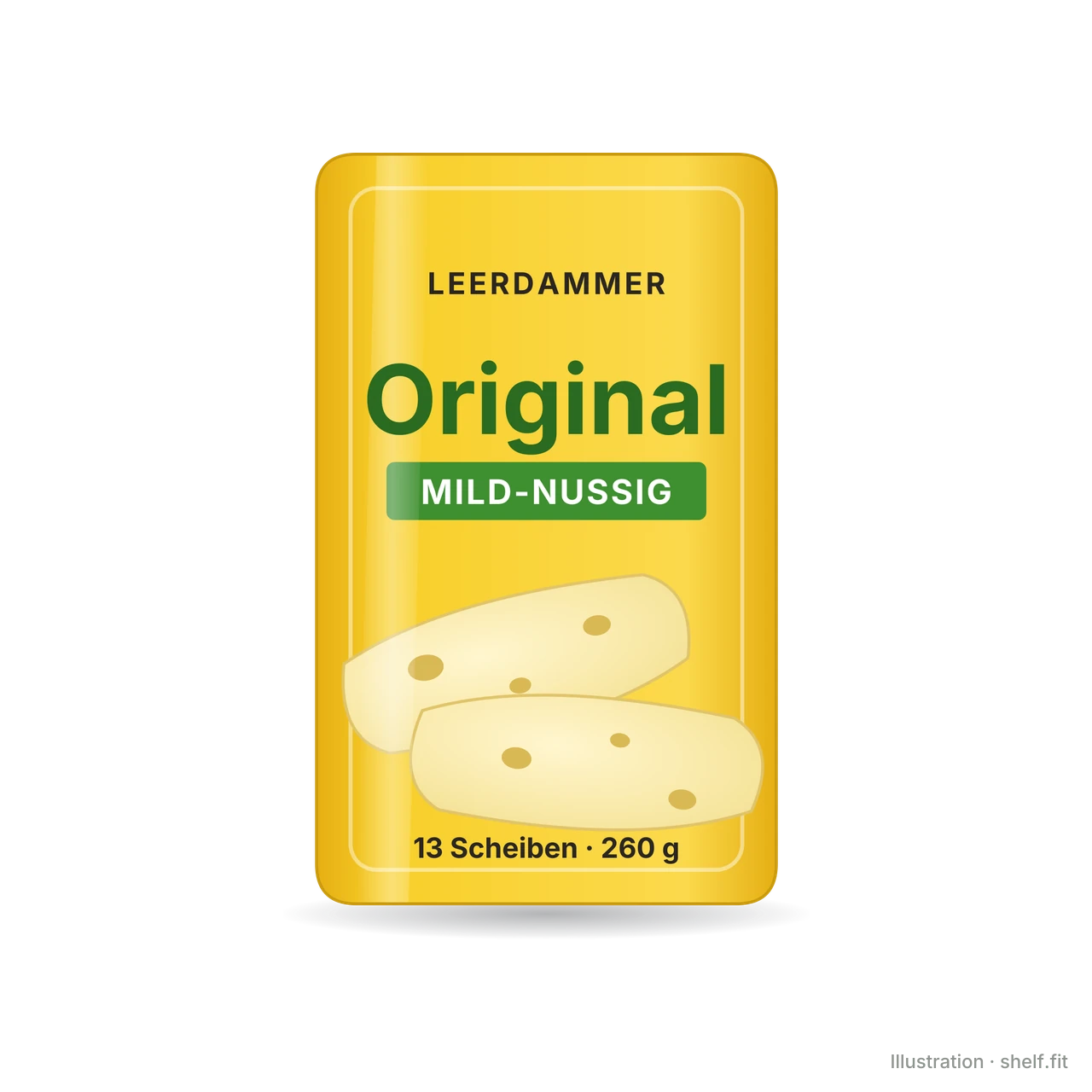 Illustration: Packung Leerdammer Original Scheiben mild-nussig, 260 g