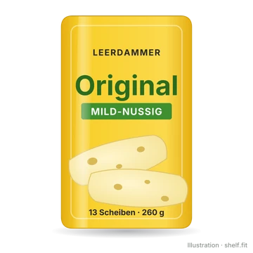 Illustration: Packung Leerdammer Original Scheiben mild-nussig, 260 g