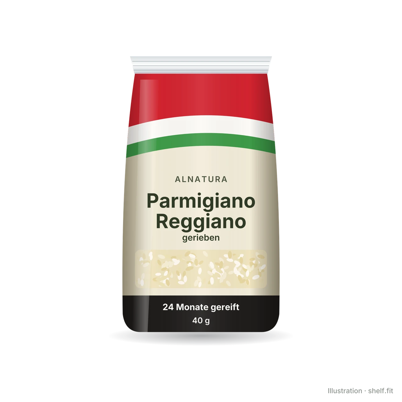 Illustration: Beutel Alnatura Parmigiano Reggiano frisch gerieben, 40 g