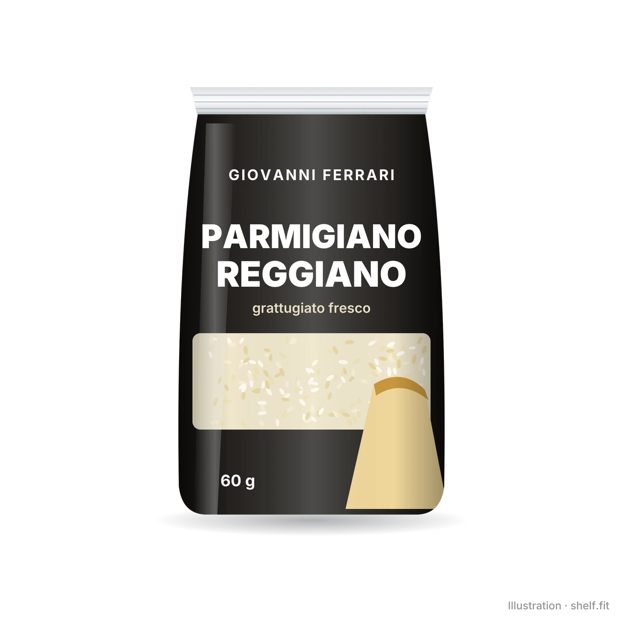Illustration: Beutel Giovanni Ferrari Parmigiano Reggiano gerieben, 60 g