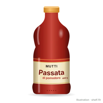 Illustration: Flasche Mutti Passata di Pomodoro, passierte Tomaten, 400 g