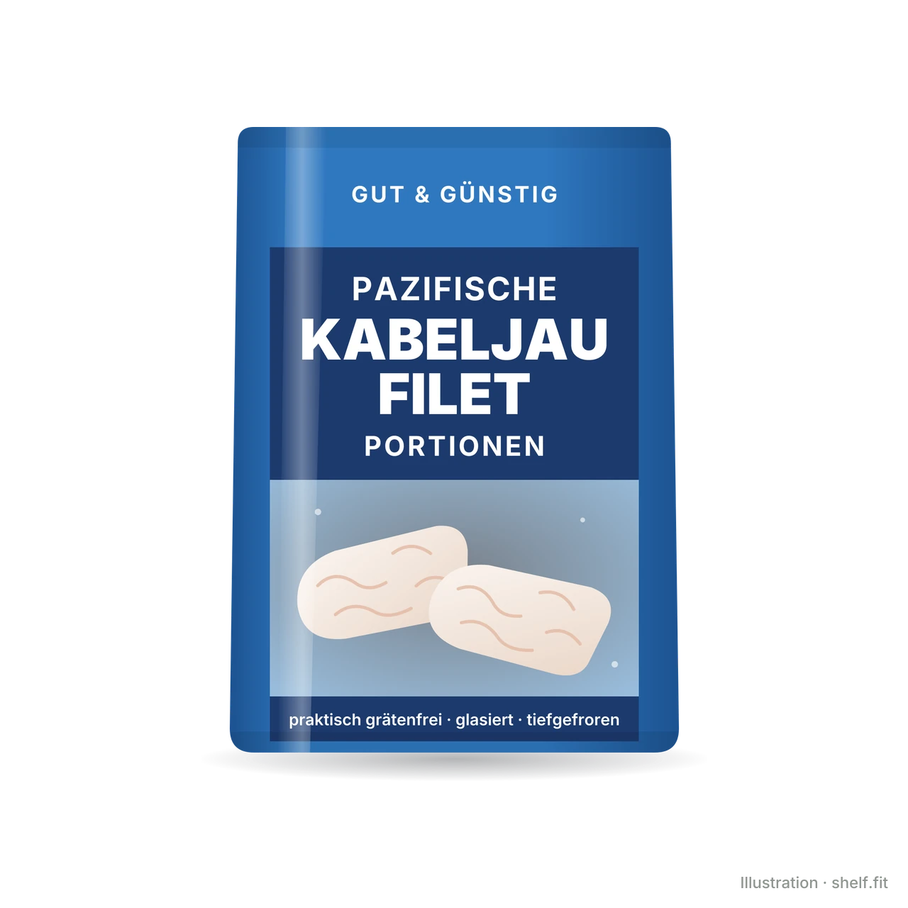 Illustration: Pazifische Kabeljau Filet Portionen