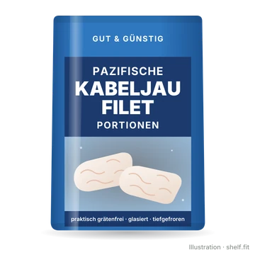 Illustration: Pazifische Kabeljau Filet Portionen