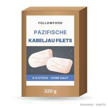 Illustration: Packung followfood Pazifische Kabeljau Filets, 320 g
