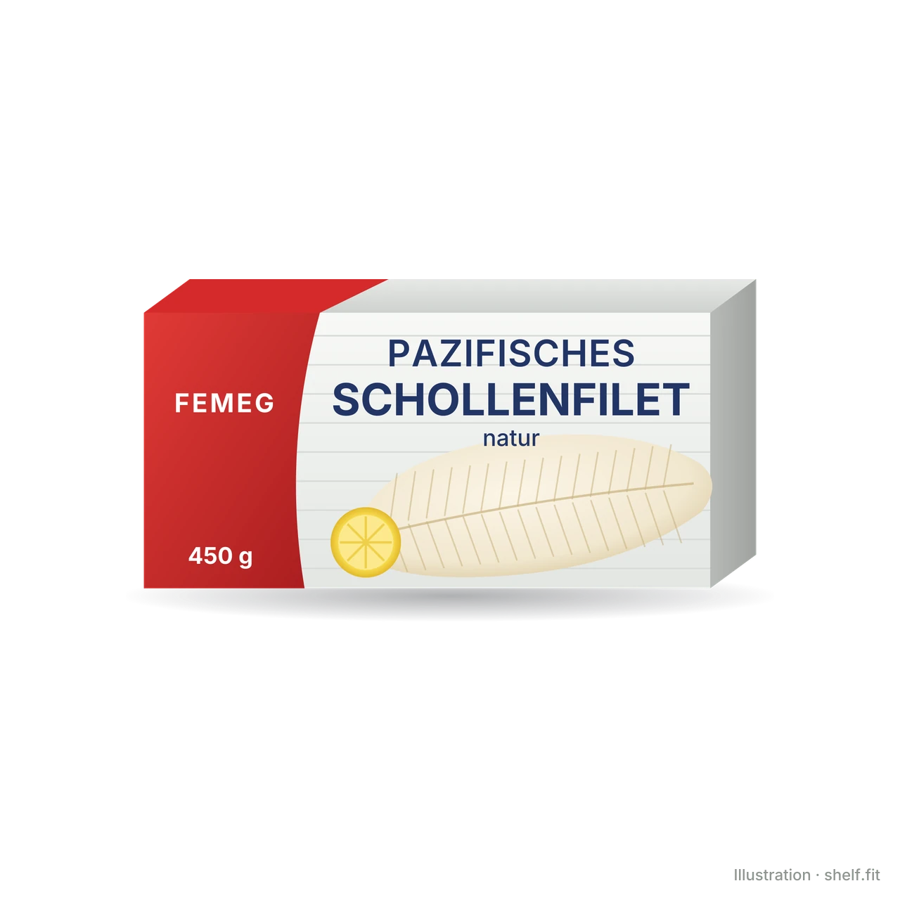 Illustration: Packung Femeg MSC Pazifisches Schollenfilet natur, 450 g