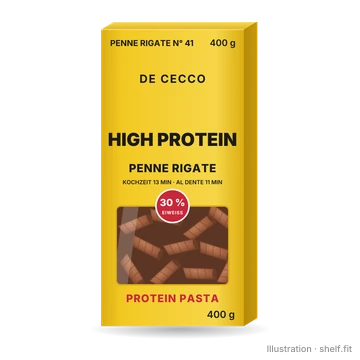 Illustration: Packung De Cecco Penne Rigate Nr. 41 High Protein, 400 g